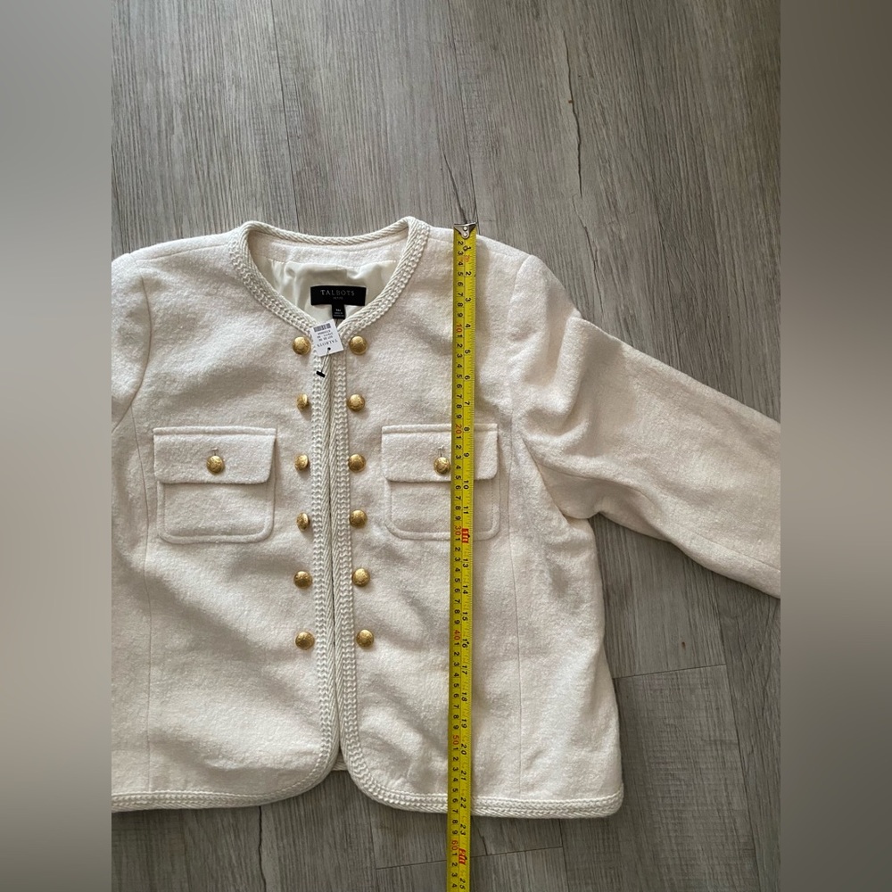 NWT Talbots Cream Berkshire Wool Blend Crop Blazer Lady Jacket Old Money -Sz 16P - Picture 9 of 11